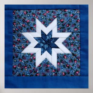 Quilt star blau poster