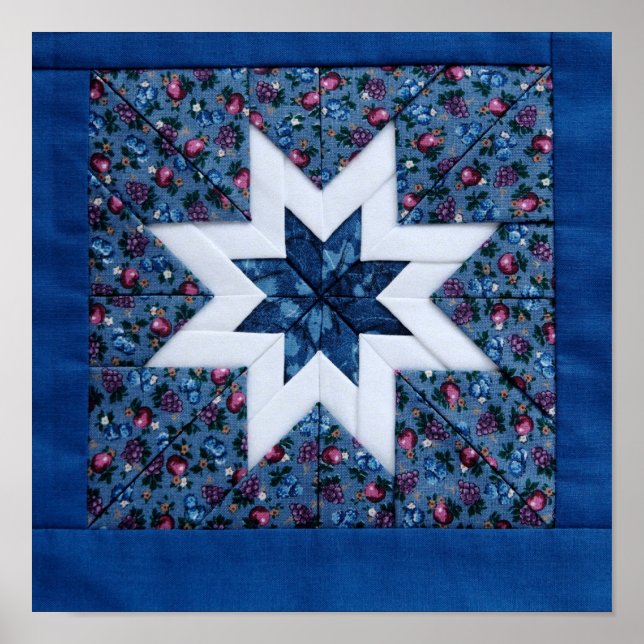 Quilt star blau poster (Vorne)
