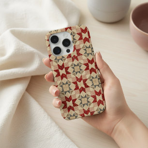 Quilt-Star-Handyhülle Vintage-Patchwork-Geometrie iPhone 15 Pro Hülle