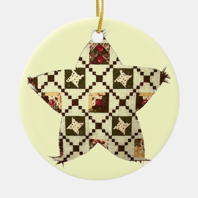 Quilt Star Keramik Ornament (Vorne)