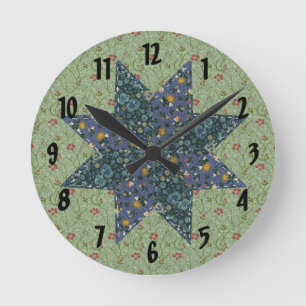 Quilt-Star-Wanduhr Runde Wanduhr