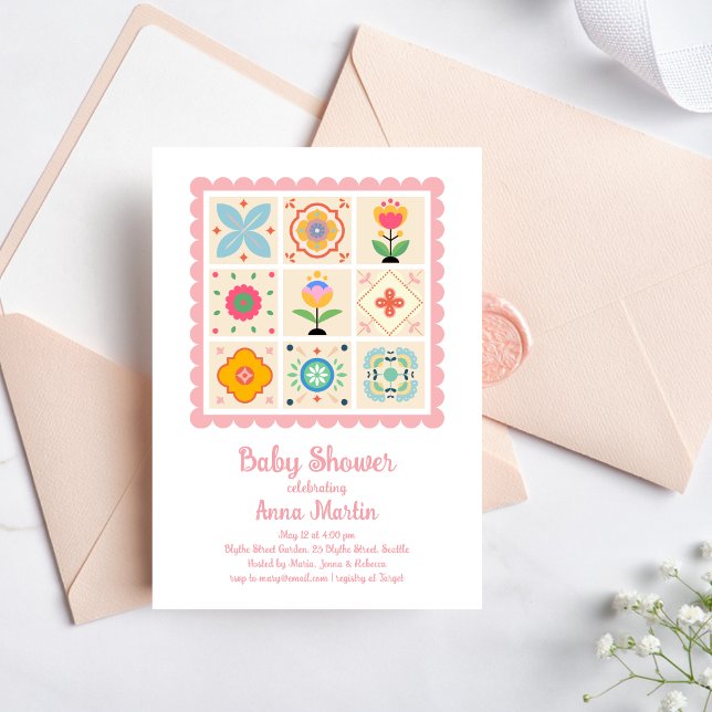 Quilted Baby Shower Einladung (Von Creator hochgeladen)