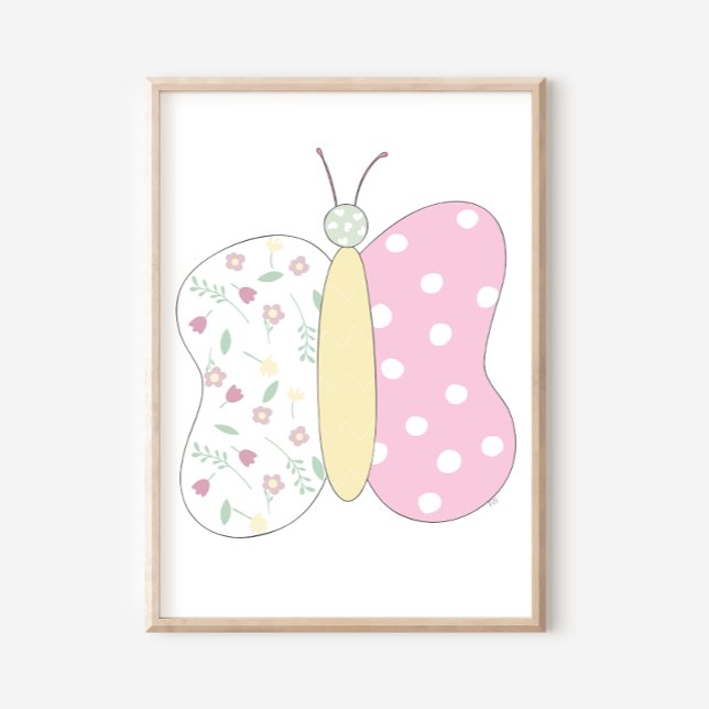 Quilted Butterfly Art Print on White Background Poster (Von Creator hochgeladen)