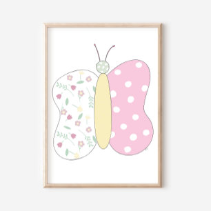 Quilted Butterfly Kunstprint auf weißem Hintergrun Poster
