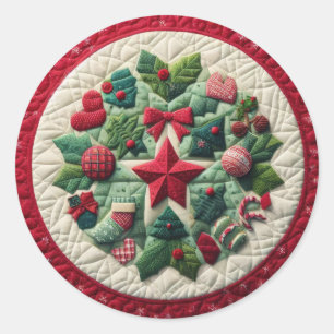 Quilted-Christmas-Design is not a direct translati Runder Aufkleber