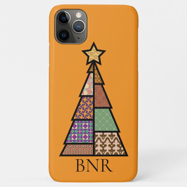 Quilted Christmas Tree mit Monogramm iPhone-Hülle Case-Mate iPhone Hülle (Rückseite)