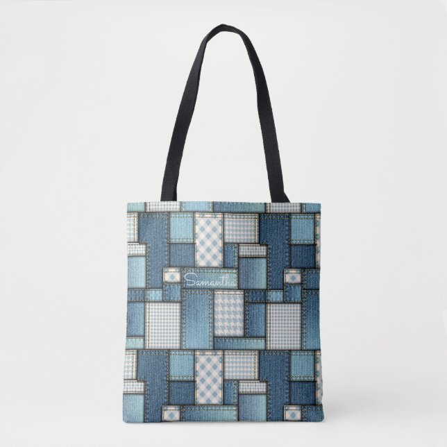Quilted Denim Tote Bag (Vorderseite)