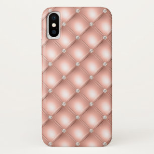 Quilted Diamant Glänzende Roségold Rosa Luxus Case-Mate iPhone Hülle
