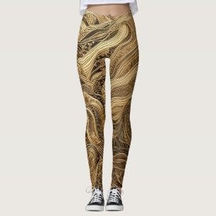 Quilted Gold Abstract Design Leggings