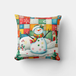 Quilted Look Frosty the Snowman with Patchwork Kissen