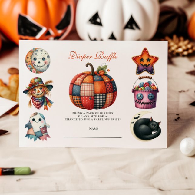 Quilted Patchwork Halloween-Windel-Raffle Begleitkarte (Von Creator hochgeladen)