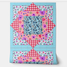 Quilted Patchwork Square Country Gingham Karos Tapete