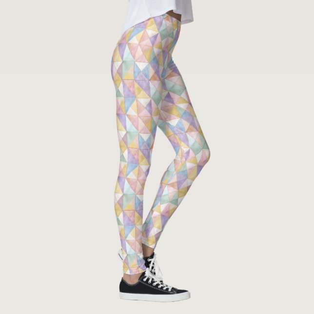 Quilted Patchwork Triangles Peach Lavender sage Leggings (Rechts)