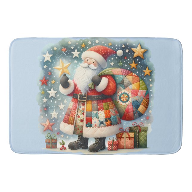 Quilted Patchwork-Weihnachtsmann mit Weihnachtsste Badematte (Vorderseite)
