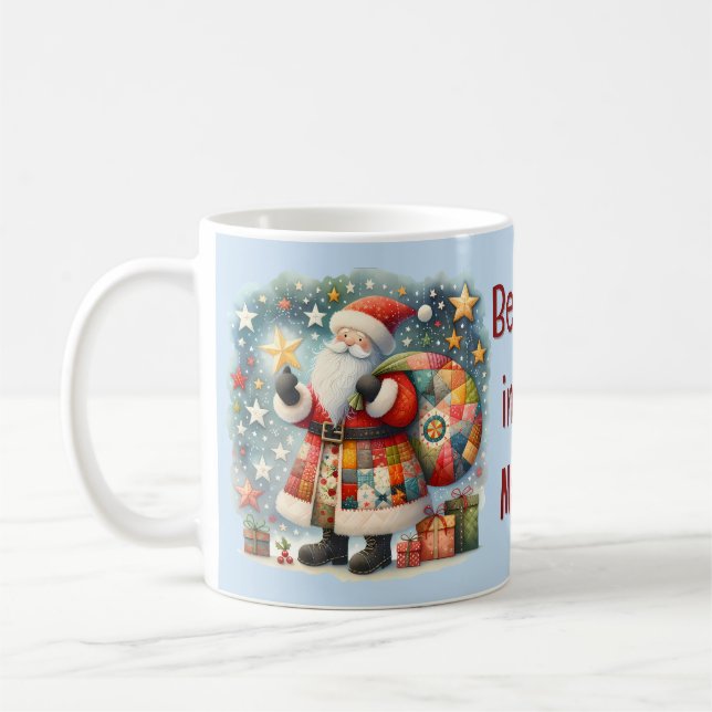 Quilted Patchwork-Weihnachtsmann mit Weihnachtsste Kaffeetasse (Links)