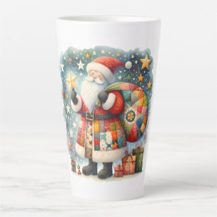 Quilted Patchwork-Weihnachtsmann mit Weihnachtsste Milchtasse