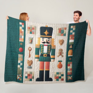 Quilted Weihnachten Nussknacker Fleece-Decke Teal Fleecedecke