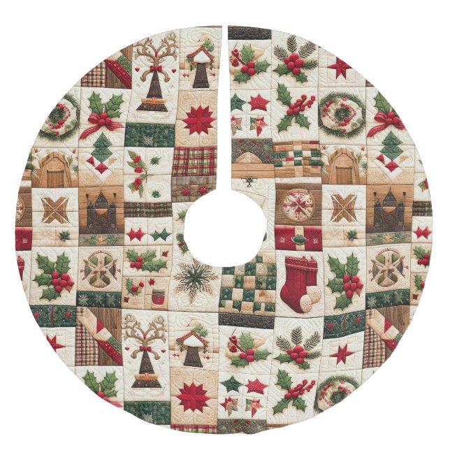 Quilted Weihnachtsdesign Polyester Weihnachtsbaumdecke (Vorderseite)