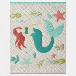 Quilted Whimsical Abstrakt Mermaid Fleecedecke