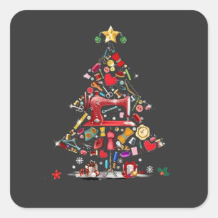 Quilter Frohe Weihnachten Baum Quilt Block Quiltin Quadratischer Aufkleber