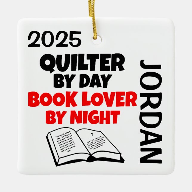 Quilter-Lieben beim Lesen von CUSTOM Keramikornament (Vorderseite)