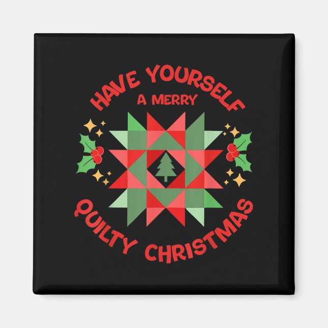 Quilter Merry Quilty Christmas Tree Quilt Block Qu Magnet (Vorne)