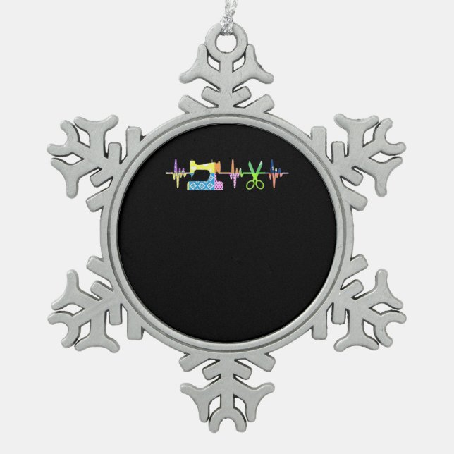 Quilter Nähherpult - Überquerung Schneeflocken Zinn-Ornament (Vorderseite)