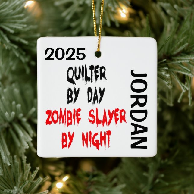 Quilter Zombie Slayer CUSTOM Keramikornament (Baum)