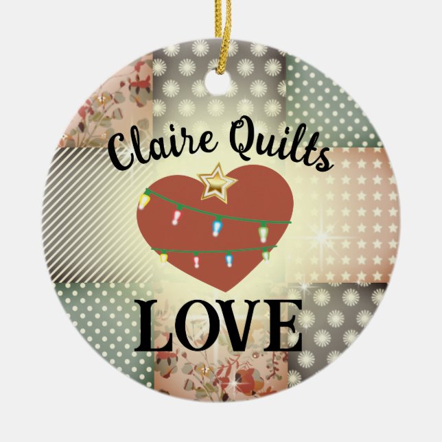 Quilterquilting-Liebe personalisiert Weihnachten Keramik Ornament (Vorne)