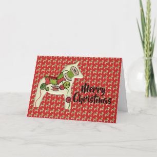 Quilters Dala Horse Weihnachtskarte Feiertagskarte