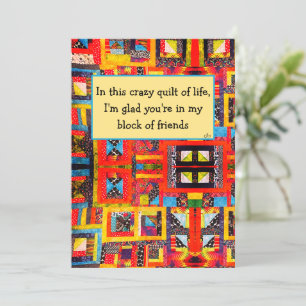 Quilters friend message, quilt guilt group, karte