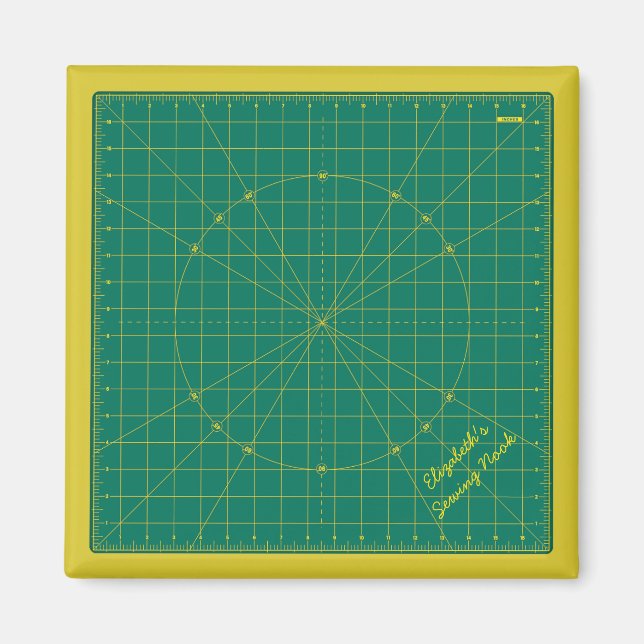 Quilters grünes Schneidematte Personalisiert Magne Magnet (Vorne)