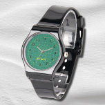 Quilters grünes Schneiden von Mat eWatch Armbanduhr<br><div class="desc">Hier ist ein Geschenk für ein Quilter,  Krefter oder Seemann,  das für sie von Ihnen völlig einzigartig gemacht wurde. Es ist Gesicht-Design ist eine Miniatur-Replik des klassischen grünen Schneidematte Gitter mit schwarz-gelben Akzenten und Raum,  um es mit ihrem Namen zu personalisieren.</div>