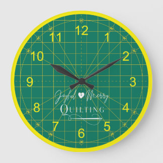 Quilters Logo Grün schneiden Matte rund Uhr
