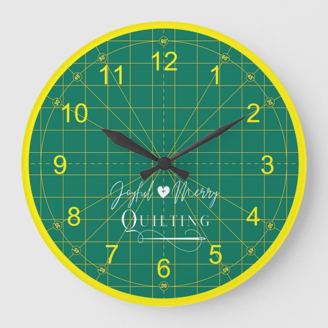 Quilters Logo Grün schneiden Matte rund Uhr (Vorderseite)
