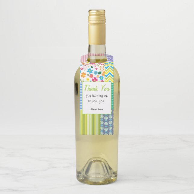 Quilters Patchwork Custom Hostess Geschenk Wein Fl Flaschenanhänger (Auf Flasche)