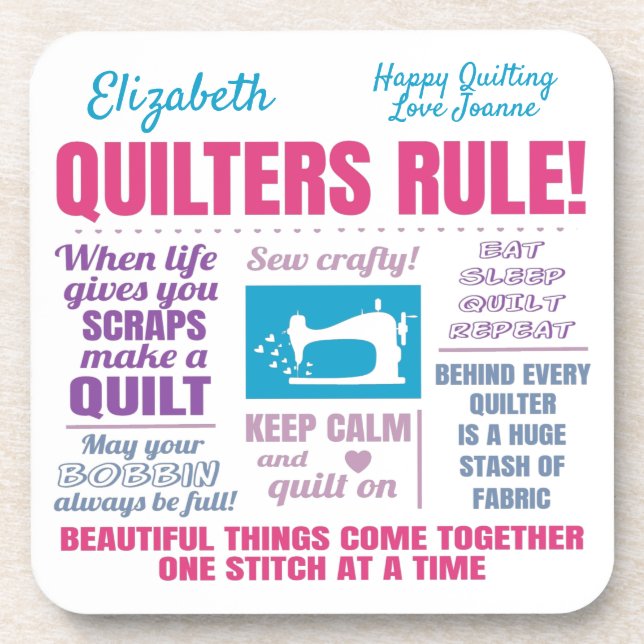 Quilters Quilting Quotes Getränkeuntersetzer (Vorderseite)