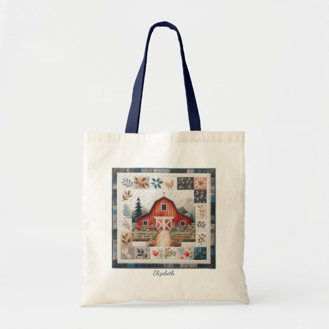 Quilter's Red Barn Faux-Patchwork Tragetasche (Vorne)
