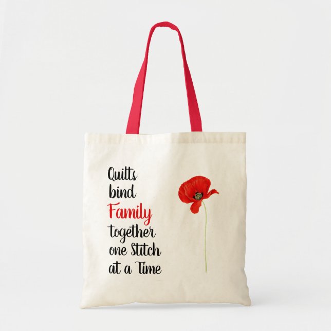Quilter's Tote Bag One Stitch zu einer Zeit Tragetasche (Vorne)