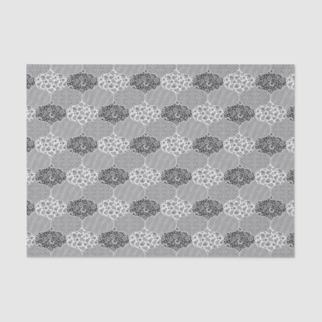 Quiltiert marokkanische Muster Gray Floral Seidenpapier (Vorderseite)