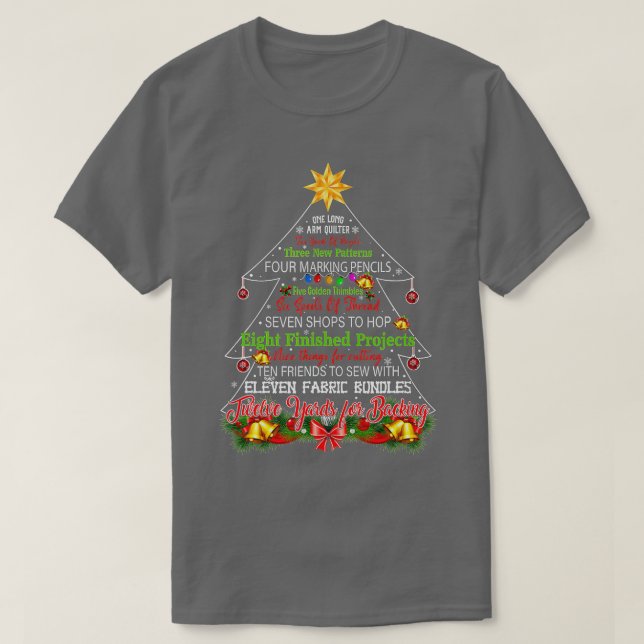 Quilting Christmas Tree  One Long Arm Quilter  T-Shirt (Design vorne)