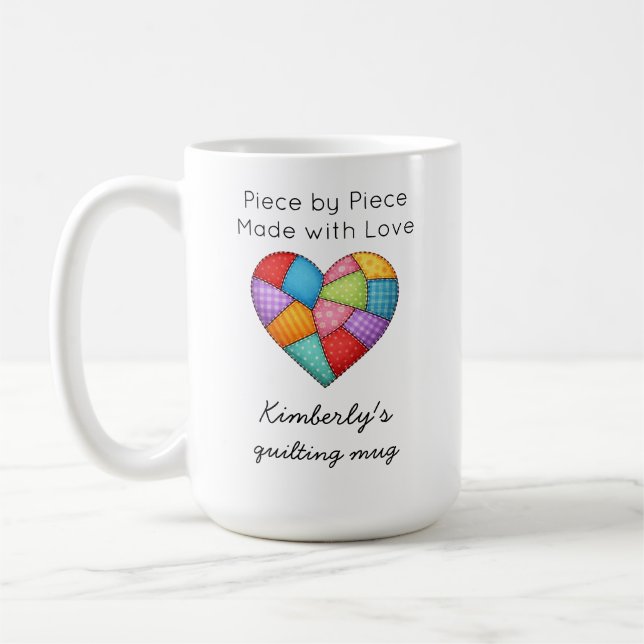 Quilting Colorful Patchwork Heart Sewing Kaffeetasse (Links)