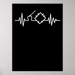 Quilting Heartbeat Ohrts Funny Quilting Poster