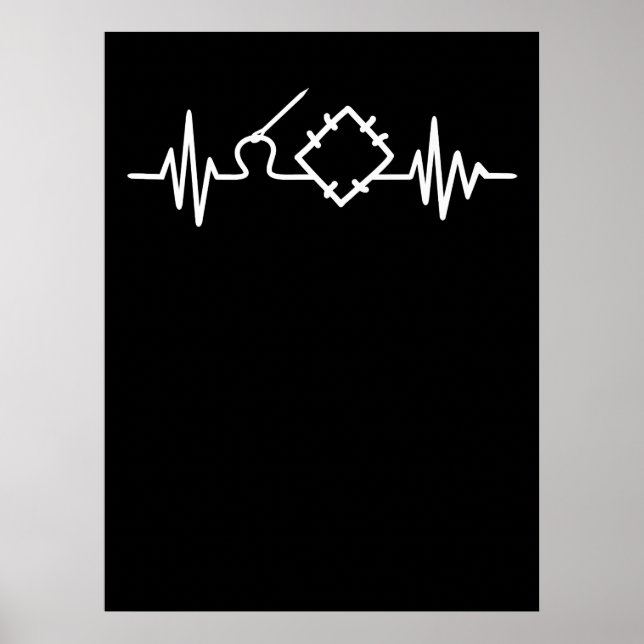 Quilting Heartbeat Ohrts Funny Quilting Poster (Vorne)