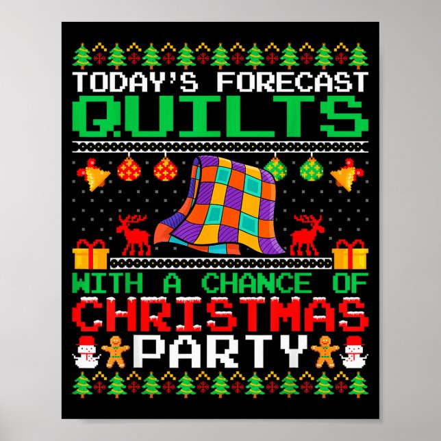 Quilts Christmas Party Quilts Quilting Christmas U Poster (Vorne)