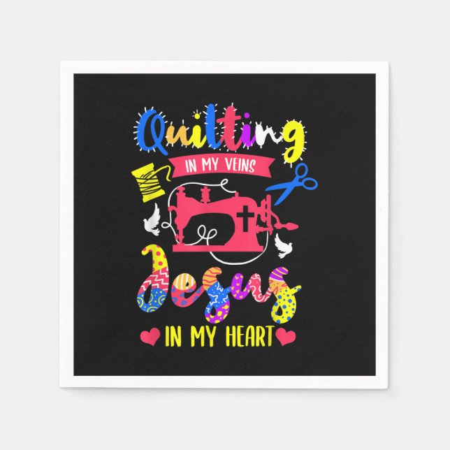 Quilts in meinen Adern Jesus in meinem Herzen | St Serviette (Vorderseite)