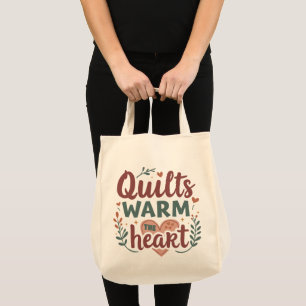 "Quilts Wärmen das Herz" Cozy Quilting Cottagecore Tragetasche