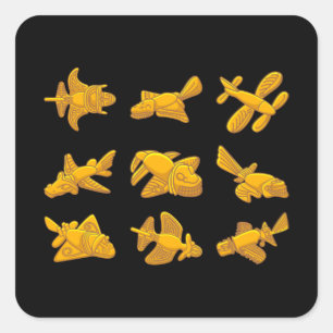 QUIMBAYA AIRPLANE Alte Alien Theoretiker Quimbaya Quadratischer Aufkleber