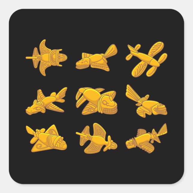 QUIMBAYA AIRPLANE Ancient Alien Theorist Quimbaya Quadratischer Aufkleber (Vorderseite)