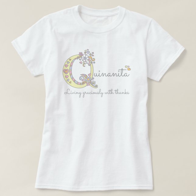 Quinanitia Girls Q Name bedeutet Monogramm Tee (Design vorne)